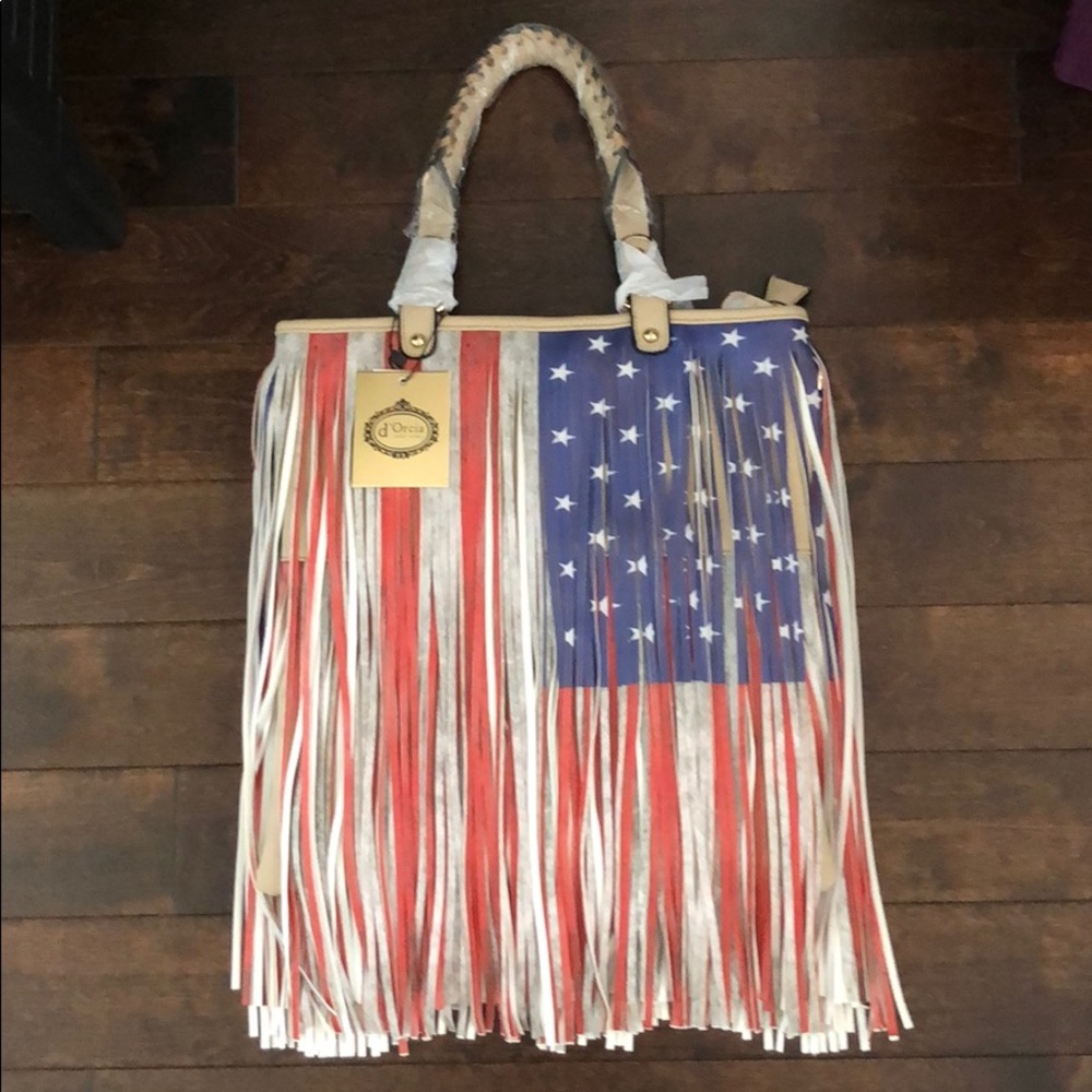 D’Orcia American Flag Fringe purse
